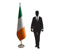 Drapeau Irlande avec pied et mât - drapeau protocolaire pour ambassades, consulats, institutions, ministères, administrations, universités, conférences et cérémonies diplomatiques. Code CN2-IE