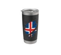 Drapeau islandais déchiré style fierté nationale Gobelet isotherme en acier inoxydable double paroi