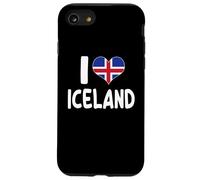 Drapeau islandais en forme de cœur avec inscription « I Love Iceland » Coque pour iPhone SE (2020) / 7 / 8