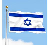 Drapeau Israël - 150x90 cm - Grand Drapeau Israélien Polyester Avec œillets Métalliques - Extérieur et Intérieur Coupe du Monde Célébrations Fête Sportif Événement- 5 x 3ft