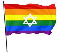 Drapeau Israël Drapeau Arc-en-Ciel Israélien À Double Face avec des Œillets en Laiton Israel LGBT Gay Pride Banner avec Trous Polyester Israel Drapeau