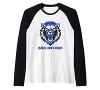Drapeau Israël en Forme de cœur du Lion - Étoile de David - Patriotisme juif Manche Raglan