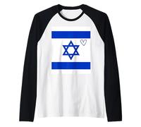 Drapeau israélien en Forme de cœur Fier, fête Nationale du Patrimoine Manche Raglan
