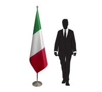 Drapeau Italie avec pied et hampe décorative - Drapeau officiel de qualité pour Ambassades, Consulats, Institutions, Cérémonies et Événements Protocolaires. Code CN1-IT