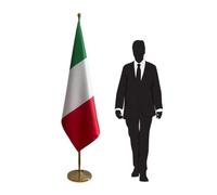 Drapeau Italie avec pied et hampe - drapeau officiel pour ambassades, consulats, institutions, réunions diplomatiques, cérémonies protocolaires et événements institutionnels prestigieux. Code CN7-IT