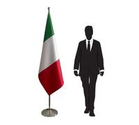 Drapeau Italie avec pied robuste et hampe décorative - drapeau officiel pour ambassades, consulats, institutions, cérémonies officielles et événements protocolaires. Code CN2-IT