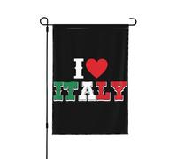 Drapeau italien 12 x 18 - Bannière recto verso « J'aime l'Italie » pour jardin, cour ou porche, sans support