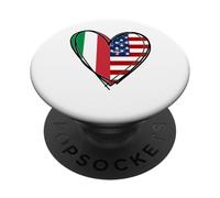 Drapeau Italien américain avec imprimé cœur « Proud to Be » PopSockets PopGrip Adhésif