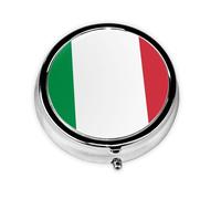 Drapeau italien. Cette petite boîte à pilules ronde est un organisateur de médicaments de voyage portable avec trois compartiments pour ranger les médicaments quotidiens.