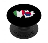 Drapeau Italien coréen en Forme de cœur avec Double Drapeau Italien PopSockets PopGrip Adhésif