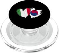 Drapeau Italien coréen en Forme de cœur avec Double Drapeau Italien PopSockets PopGrip pour MagSafe
