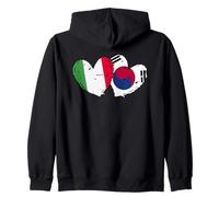Drapeau Italien coréen en Forme de cœur avec Double Drapeau Italien Sweat à Capuche
