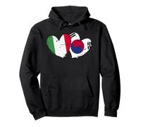 Drapeau Italien coréen en Forme de cœur avec Double Drapeau Italien Sweat à Capuche
