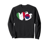Drapeau Italien coréen en Forme de cœur avec Double Drapeau Italien Sweatshirt