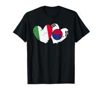Drapeau Italien coréen en Forme de cœur avec Double Drapeau Italien T-Shirt