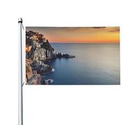 Drapeau italien mer au coucher du soleil - 9,1 x 1,5 m - Pour intérieur et extérieur - Printemps - Été - Automne - Hiver - Drapeau de jardin avec œillets - Double face - Pour décoration de cour
