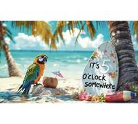 Drapeau « It's 5 Oclock Somewhere » - Drapeau amusant - Drapeau de fête perroquet - Polyester 110Den - Impression double face - 2 œillets en laiton, grand format 1,5 x 0,9 m