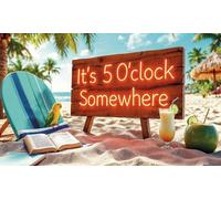 Drapeau « It's 5 Oclock Somewhere » - Drapeau amusant - Drapeau de fête perroquet - Polyester 110Den - Impression double face - 2 œillets en laiton, grand format 1,5 x 0,9 m