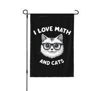 Drapeau « J’aime les maths et les chats », Drapeau de jardin personnalisé « J’aime les maths et les chats », Bannière double face 30 x 45 cm pour l’été