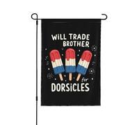 Drapeau « J’échangerais mon frère contre des glaces », petit drapeau de jardin 12x18 double face pour décoration extérieure