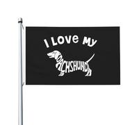 Drapeau J'Adore Mon Teckel Drapeau Paysage Imprimé Lavable Bannière À Œillets, Pour Les Bureaux, Les Défilés, Balcon, 90x150cm