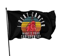 Drapeau « J'ai battu le cancer deux fois » 3 x 5 pieds avec deux œillets en laiton, double couture, couleurs vives, anti-décoloration