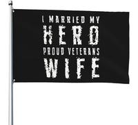 Drapeau J'Ai Épousé Mon Héros, Fière Épouse D'Un Vétéran. Suspendre Bannière De Cour Double Face Drapeaux De Jardin Pour Balcon D'Intérieur Porche 3X5 Ft