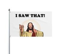 Drapeau « J'ai vu ce drapeau » 90x150 cm (3x5 pi) humoristique Jésus, chrétien, Dieu, Christ, croix, édition limitée 2024. Décoration murale pour porche, intérieur, jardin ou pelouse.