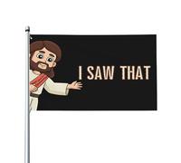 Drapeau « J'ai vu ce drapeau » 90x150 cm (3x5 pi) humoristique Jésus, chrétien, Dieu, Christ, croix, édition limitée 2024. Décoration murale pour porche, intérieur, jardin ou pelouse.