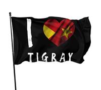 Drapeau « J'aime le Tigré » 3 x 5 pieds avec deux œillets en laiton, double couture, couleurs vives, anti-décoloration