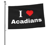 Drapeau J'Aime Les Acadiens Drapeau Pirate Couleurs Resistant Exterieur Imprimé Bannière, Pour Jardin, D'Intérieur, Balcon, 90x150cm