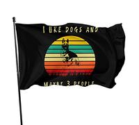 Drapeau « J'aime les chiens et peut-être 3 personnes » 3 x 5 pieds avec deux œillets en laiton, double couture, couleurs vives, anti-décoloration