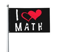 Drapeau « J'aime les professeurs de mathématiques » 3 x 5 pieds avec deux œillets en laiton, double couture, couleurs vives, anti-décoloration