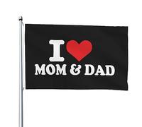 Drapeau J'Aime Maman Et Papa Bannière De Drapeaux Couleurs Vives Décoration Bannière À Œillets, Pour Jardin, D'Intérieur, Balcon, 90x150cm