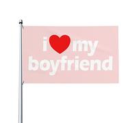 Drapeau J'Aime Mon Beau Copain Cœur Mon Beau Copain Bannière De Drapeaux Personnalisés 2 Œillets Métalliques Bannière, Pour D'Intérieur, Les Bureaux, Jardin, 90x150cm