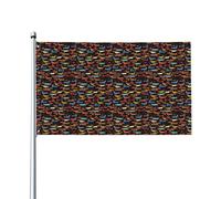 Drapeau J'Aime Mon Chien Teckel Imprimé Grand Drapeau Couleurs Resistant Exterieur 2 Œillets Métalliques Bannière, Pour Les Bureaux, Jardin, Les Défilés, 90X150Cm