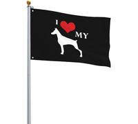 Drapeau J'Aime Mon Doberman Drapeau De Bienvenue Personnalisés Couleurs Vives Bannière À Œillets, Pour Les Bureaux, Les Défilés, Balcon, 90x150cm