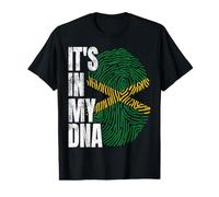 Drapeau jamaïcain avec Empreintes digitales « It's in My DNA » Vieilli T-Shirt Graphique avec Valeur