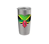 Drapeau jamaïcain et dominicain en forme de cœur Gobelet isotherme en acier inoxydable double paroi