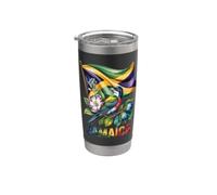 Drapeau jamaïcain Jamaïque Docteur Oiseau Fleur Pride Vacation Gobelet isotherme en acier inoxydable double paroi