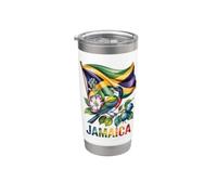 Drapeau jamaïcain Jamaïque Docteur Oiseau Fleur Pride Vacation Gobelet isotherme en acier inoxydable double paroi