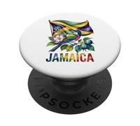 Drapeau jamaïcain Jamaïque Docteur Oiseau Fleur Pride Vacation PopSockets PopGrip Adhésif