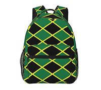 Drapeau jamaïcain Rayures Conception de l'île des Caraïbes Sacs à dos Sac à bandoulière léger et polyvalent antivol Grande capacité Sac à dos de voyage et de camping avec poches latérales