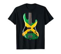 Drapeau Jamaïque Guitare Basse Rétro Drapeau Jamaïque T-Shirt