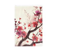 Drapeau japonais de bienvenue floral prune de 61 x 91 cm double face qui ne se décolore pas pour maison, cour, porche, pelouse, décoration extérieure