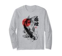 Drapeau Japonais Poisson Koi Haiku Art Ukiyo-e Sumi-e Japon Manche Longue