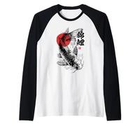 Drapeau Japonais Poisson Koi Haiku Art Ukiyo-e Sumi-e Japon Manche Raglan