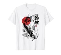 Drapeau Japonais Poisson Koi Haiku Art Ukiyo-e Sumi-e Japon T-Shirt