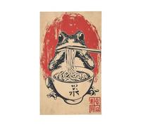 Drapeau japonais rétro grenouille mangeant un bol de ramen Yard House Drapeaux, bannière de vœux de saison avec œillets pour intérieur et extérieur, décoration d'intérieur