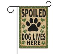 Drapeau Jardin Chien gâté vit ici Bannière 12x18 Inch | Durable Décoration de Drapeau Amusant Bannière décorative pour Pelouse Vacances D'Intérieur